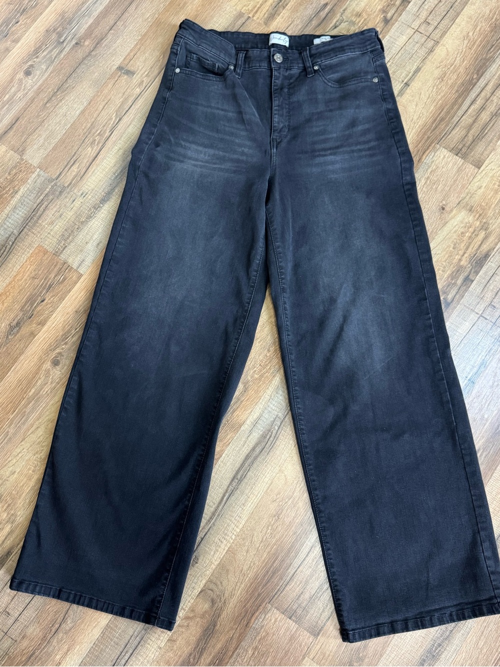 90s Grunge Wide Leg Jeans High Waisted Full Length Black Trouser Streetwear 12